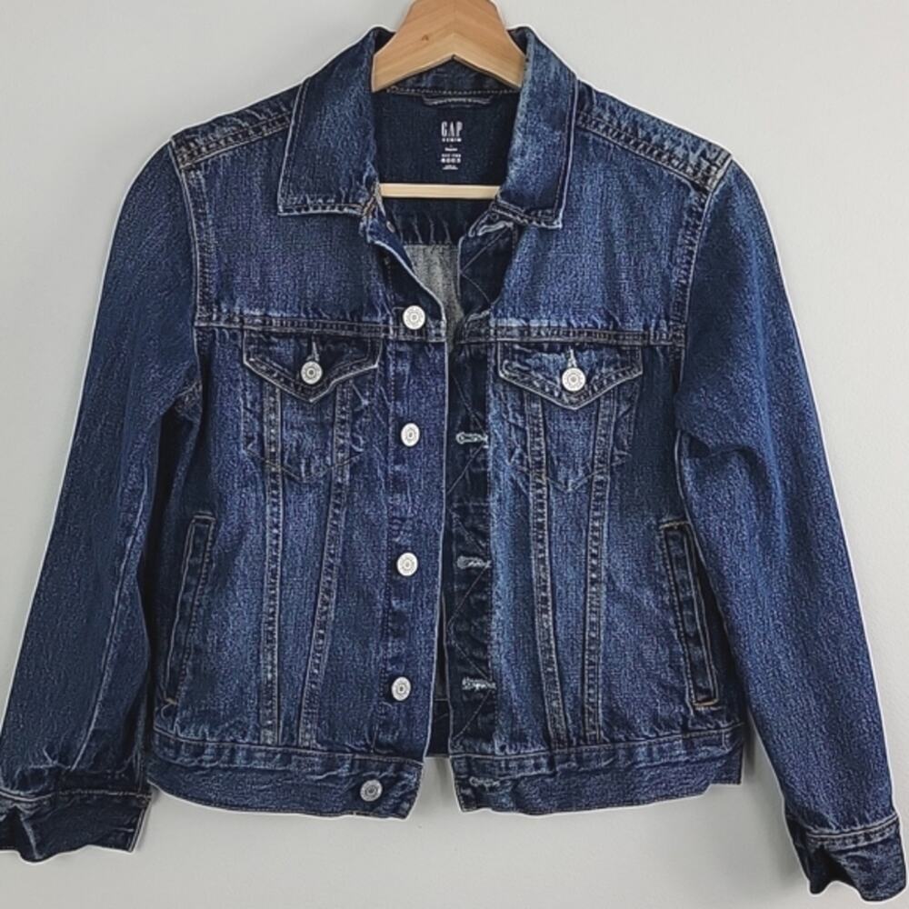 Gap Denim Kids Blue Distressed Jean Button-Up Jacket Size Large (10-11)
